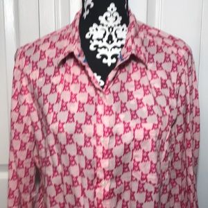 French Bulldog Pink Button Down Shirt Size XL